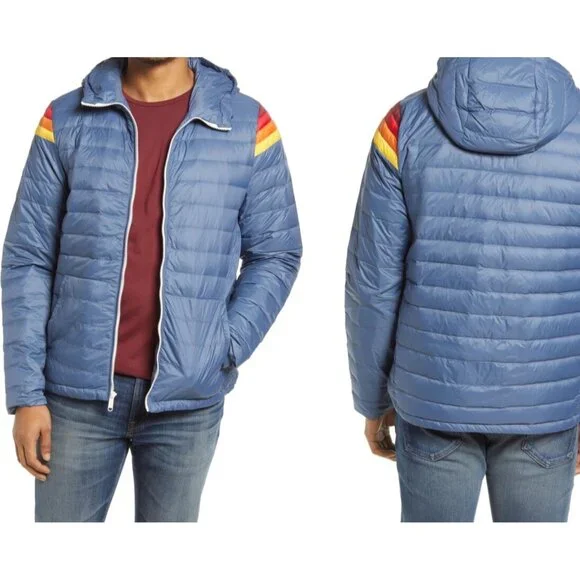 Marine Layer Banks Puffer Hoodie  sea Jacket Navy blue sz 2XL full zip pockets - Picture 7 of 9